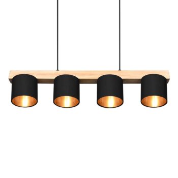 Závesná lampa Cameron, 4-plameňová, čierna