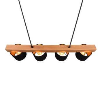 Závesná lampa Cameron, 4-plameňová, čierna