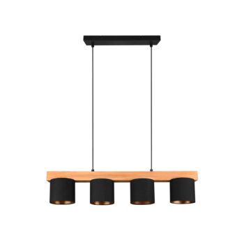Závesná lampa Cameron, 4-plameňová, čierna
