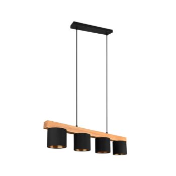 Závesná lampa Cameron, 4-plameňová, čierna