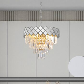 Závesná lampa Carisma kovová chrómová s farebnými sklenenými kryštálmi, Ø