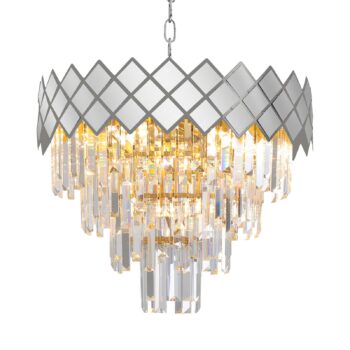 Závesná lampa Carisma kovová chrómová s farebnými sklenenými kryštálmi, Ø