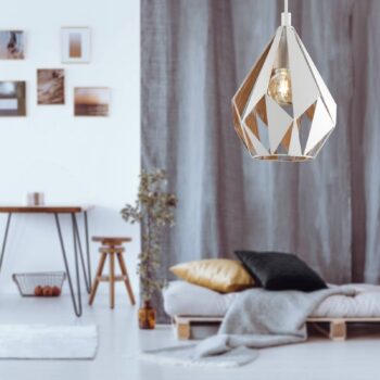 Závesná lampa Carlton 1, bielo-zlatá, Ø 20,5cm