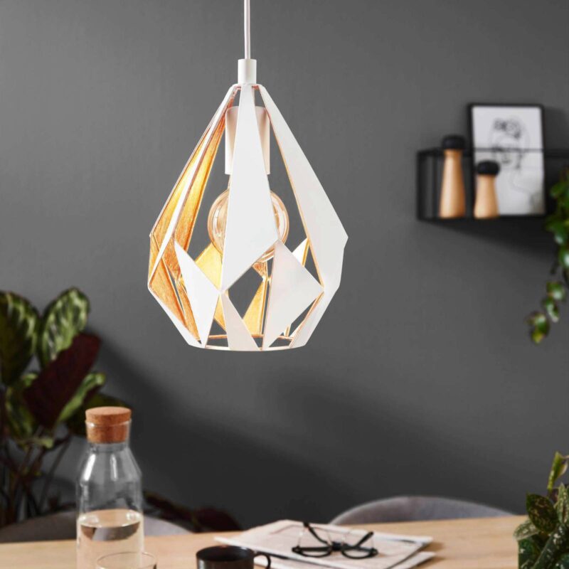 Závesná lampa Carlton 1, bielo-zlatá, Ø 20,5cm Závesná lampa Carlton 1, bielo-zlatá, Ø 20,5cm