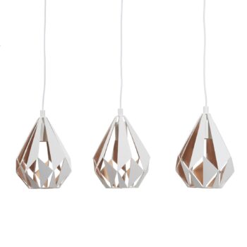 Závesná lampa Carlton 1, tri svetlá, bielo-zlatá
