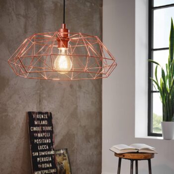 Závesná lampa Carlton 2 mriežka medená Ø 45,5 cm