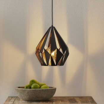 Závesná lampa Carlton čierno-medená Ø 31 cm