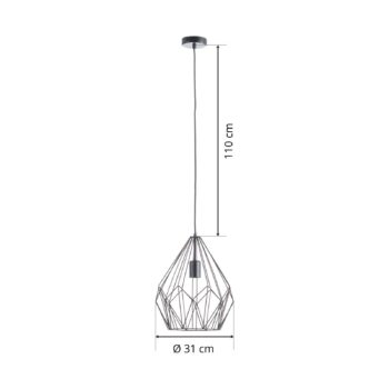 Závesná lampa Carlton dizajn klietky čierna Ø31 cm