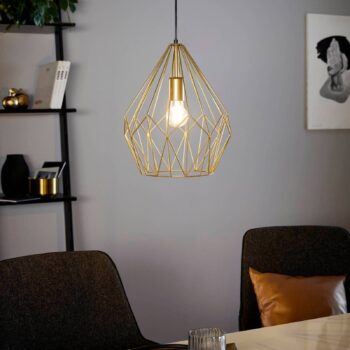 Závesná lampa Carlton klietka, zlatá Ø 31 cm