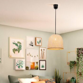 Závesná lampa Casper, ratanové tienidlo, Ø 35 cm