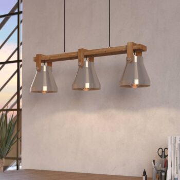 Závesná lampa Cawton, dĺžka 76 cm, oceľ/hnedá, 3 svetlá, oceľ