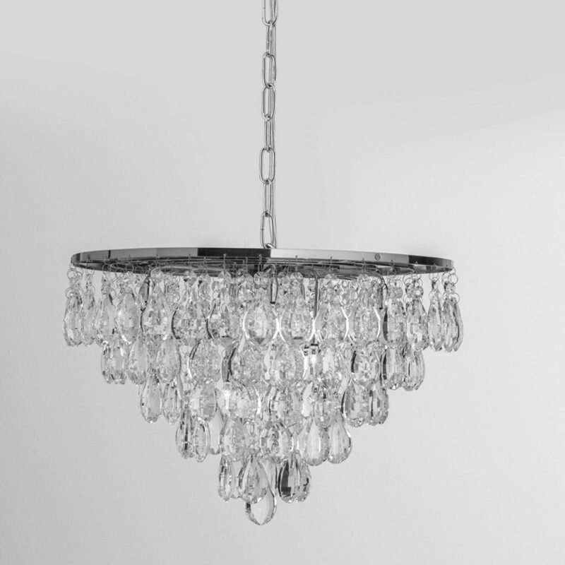 Závesná lampa Celeste s krištáľmi K9, 9-pl., chróm Závesná lampa Celeste s krištáľmi K9, 9-pl., chróm