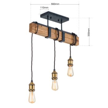 Závesná lampa Cellar vo vintage dizajne, 3-pl.