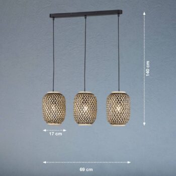 Závesná lampa Čmeliak z bambusu, 3-pl.
