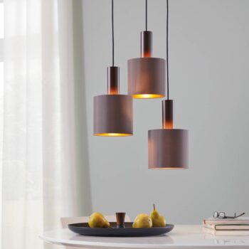 Závesná lampa Concessa 3-pl. cappuccino/zlatá