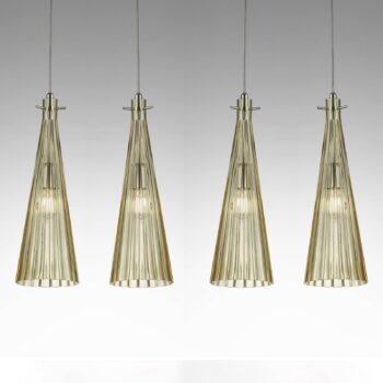 Závesná lampa Costa Rica, 4-plameňová, jantárová