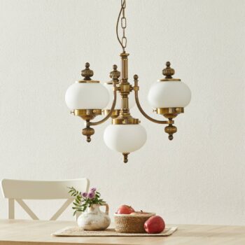 Závesná lampa Delia starožitná mosadz 4-pl.