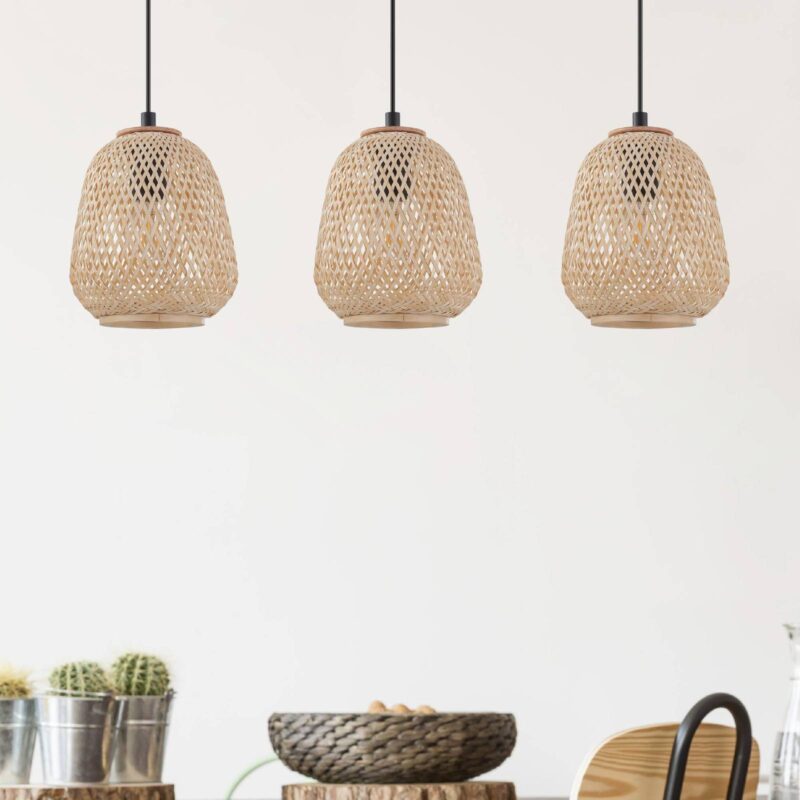 Závesná lampa Dembleby, 3-plameňová, prírodná Závesná lampa Dembleby, 3-plameňová, prírodná