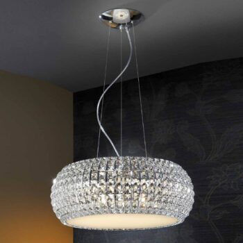 Závesná lampa Diamond s krištáľmi, okrúhle 54 cm