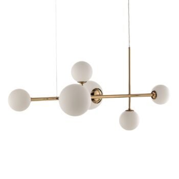 Závesná lampa Dione, šesť-plameňová, zlatá