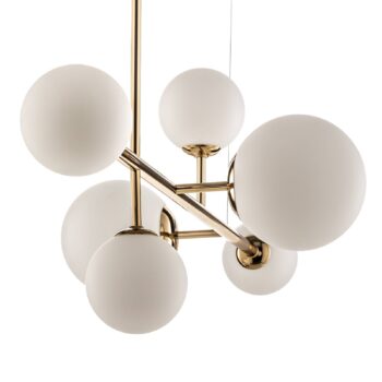Závesná lampa Dione, šesť-plameňová, zlatá