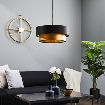 Závesná lampa Dorina, čierna/zlatá Ø 50 cm
