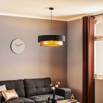 Závesná lampa Dorina, čierna/zlatá Ø 60 cm
