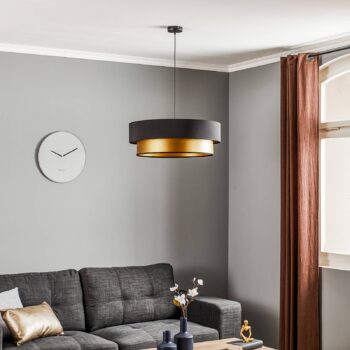 Závesná lampa Dorina, čierna/zlatá Ø 60 cm