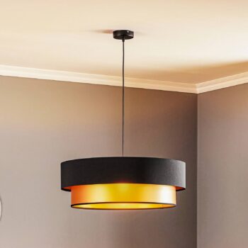 Závesná lampa Dorina, čierna/zlatá Ø 60 cm