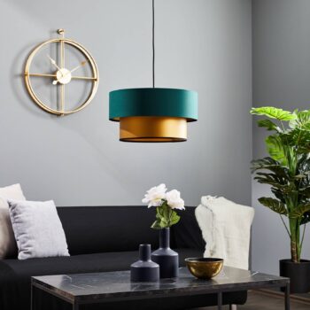 Závesná lampa Dorina, zelená/zlatá Ø 40 cm