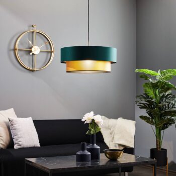 Závesná lampa Dorina, zelená/zlatá Ø 50 cm