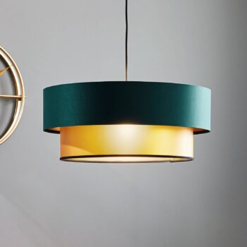 Závesná lampa Dorina, zelená/zlatá Ø 50 cm