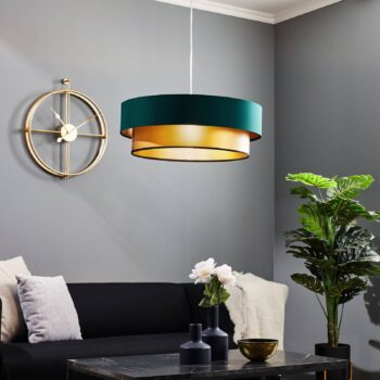 Závesná lampa Dorina, zelená/zlatá Ø 60 cm