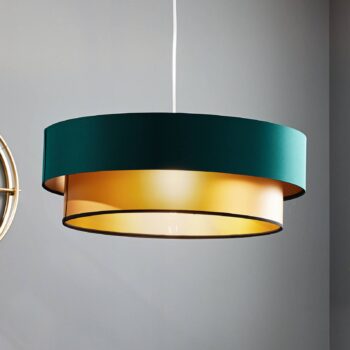 Závesná lampa Dorina, zelená/zlatá Ø 60 cm