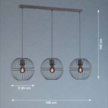 Závesná lampa Drops s kovovým tienidlom, 3-pl.