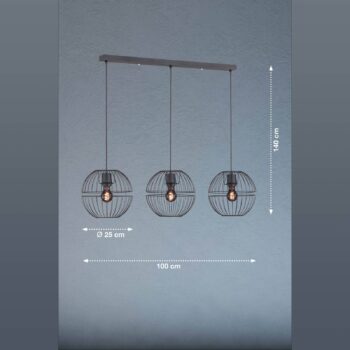 Závesná lampa Drops s kovovým tienidlom, 3-pl.