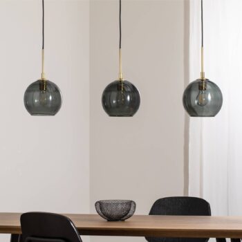 Závesná lampa Dulce, dymovo sivá/čierna, sklo, 3 svetlá