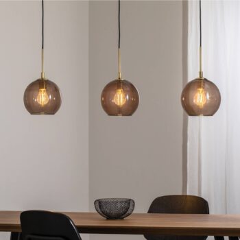 Závesná lampa Dulce, dymovo sivá/čierna, sklo, 3 svetlá