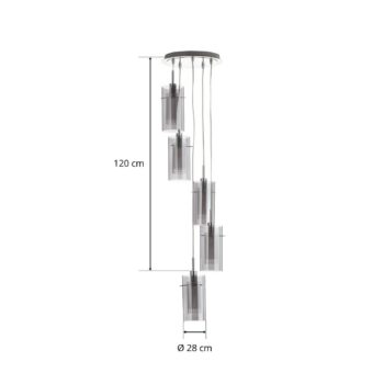 Závesná lampa Duo 2, dymové sklo/chróm 5-pl.
