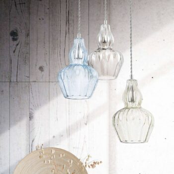 Závesná lampa Eustoma svetlomodrá