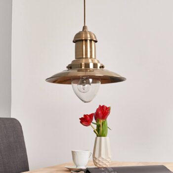 Závesná lampa Fisherman Ø 32 cm, starožitná mosadz