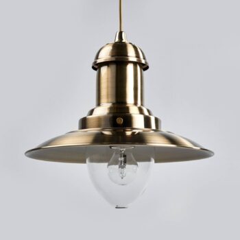 Závesná lampa Fisherman Ø 32 cm, starožitná mosadz