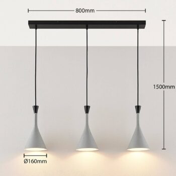 Závesná lampa Flynn, sivá, 3 svetlá