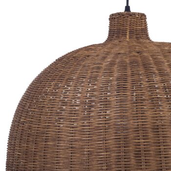 Závesná lampa Forlight Cortic, Ø 60 cm, tmavohnedá, ratan