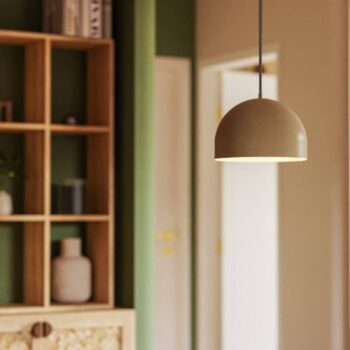 Závesná lampa Forlight Fres, béžová, oceľ, Ø 30 cm