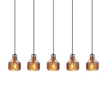 Závesná lampa Foro, 5-plameňová, čierna/zlatá