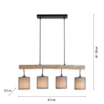 Závesná lampa Green Tribu, papierové tienidlá, štyri svetlá