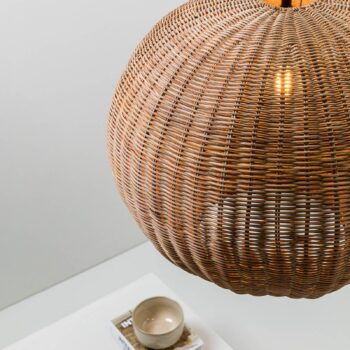 Závesná lampa Haka s ratanovým tienidlom, Ø 53 cm