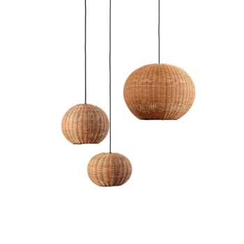Závesná lampa Haka s ratanovým tienidlom, Ø 53 cm