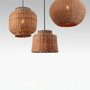 Závesná lampa Haka s ratanovým tienidlom, Ø 53 cm